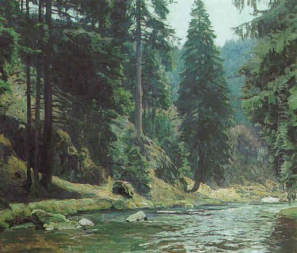 Waldtal Am Abend Oil Painting by Eugen Felix Prosper Bracht