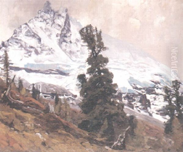 Matterhorn Von Straffelalp Oil Painting by Eugen Felix Prosper Bracht