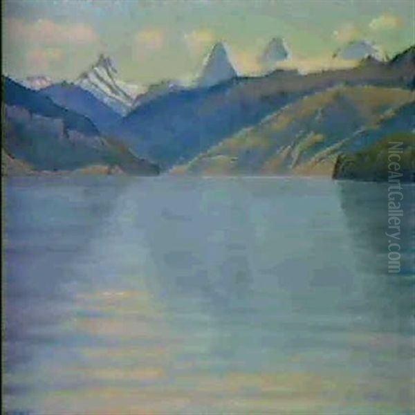 Thunersee Mit Eiger, Monch Und Jungfrau Oil Painting by Max Eugen Brack