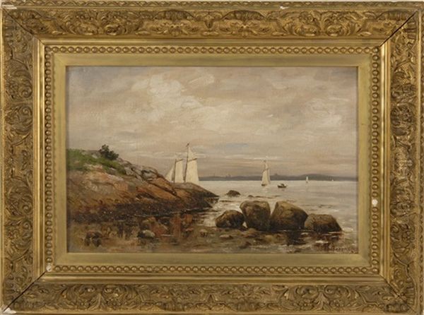 Rocks, Low Tide, Swampscott, Mass Oil Painting by Sidney Lawrence Brackett