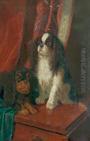 English Toy Spaniels Oil Painting by Sidney Lawrence Brackett