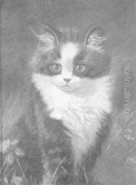 Portrait Of A Cat In Clover Oil Painting by Sidney Lawrence Brackett