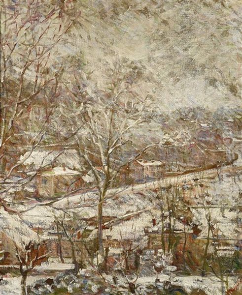 Paysage D'hiver Oil Painting by Marie Bracquemond