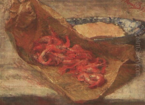 Les Crevettes Oil Painting by Marie Bracquemond