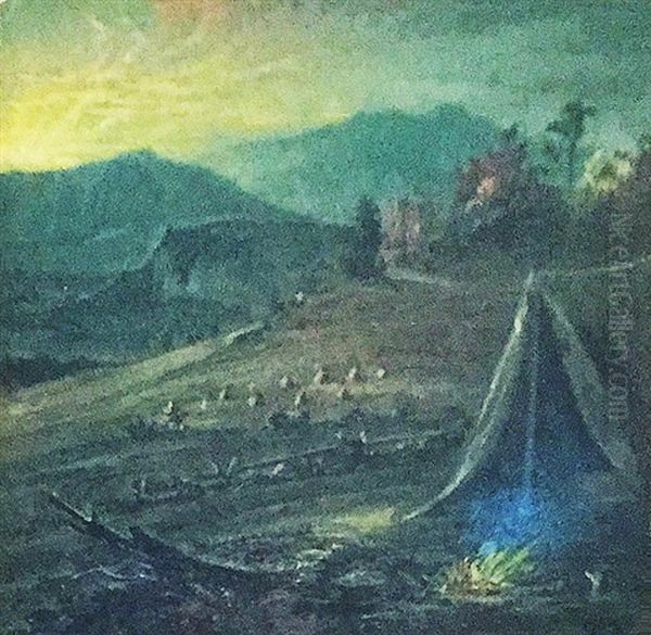 Campfire Oil Painting by Gibeon Elden Bradbury