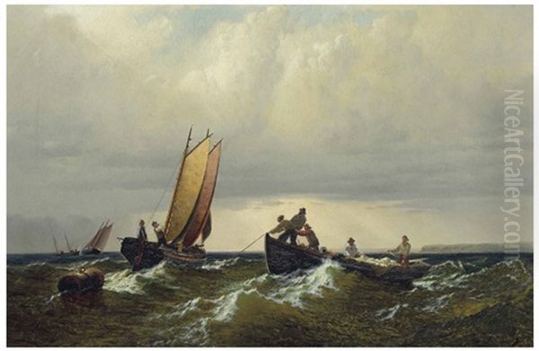 Fishermen On The Bay Of Fundy Oil Painting by William Bradford