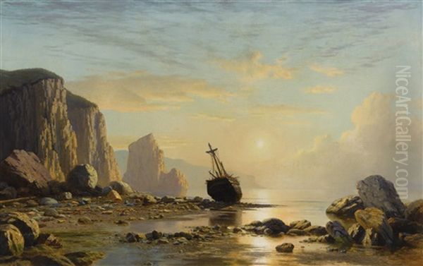 Golden Rays On The Labrador Coast Oil Painting by William Bradford