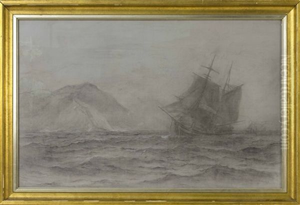 Ship At Sail Off A Rocky Coast Oil Painting by William Bradford