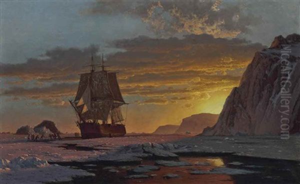 Midnight Sun, The Arctic Oil Painting by William Bradford