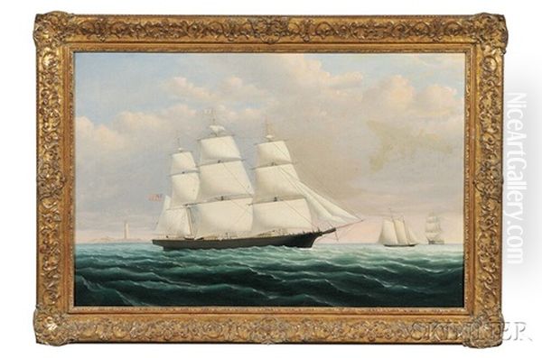 Portrait Of The California Clipper Ship Phantom Oil Painting by William Bradford