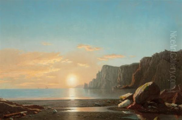 View Of Northern Head At Sunrise In The Bay Of Fundy Oil Painting by William Bradford