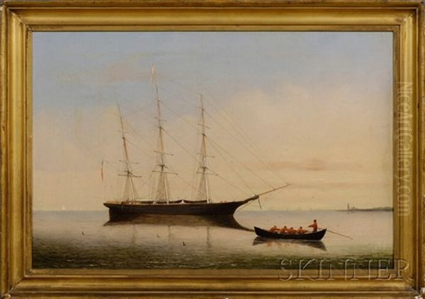 Portrait Of The Whaleship Young Hector Of Clark's Point, New Bedford Oil Painting by William Bradford