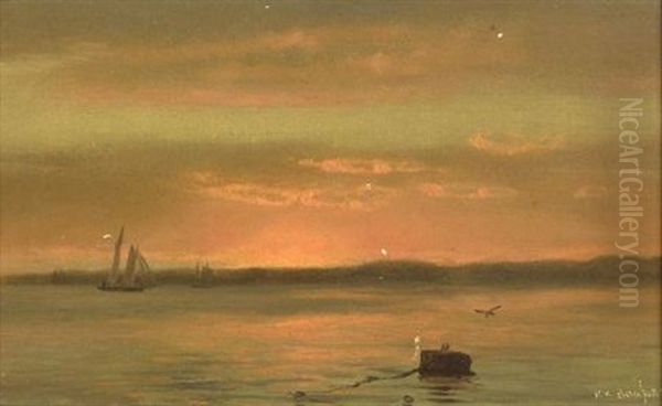 Sunset Harbor Oil Painting by William Bradford