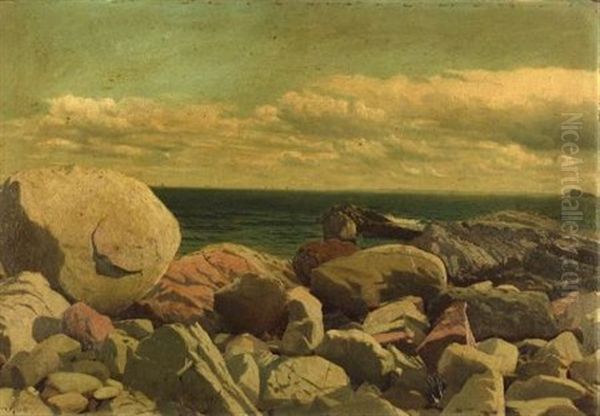 Coastal Rocks (sketch) Oil Painting by William Bradford