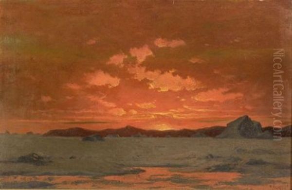 Arctic Ice Field Under The Midnight Sun (sketch) Oil Painting by William Bradford