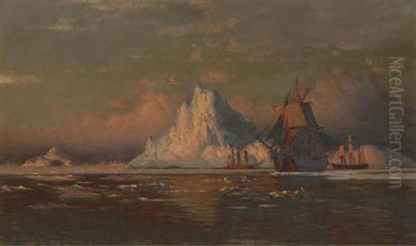 Whalers Off The Coast Of Labrador Oil Painting by William Bradford