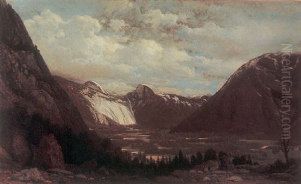 A View Of Yosemite Valley With Half Dome In The Distance Oil Painting by William Bradford