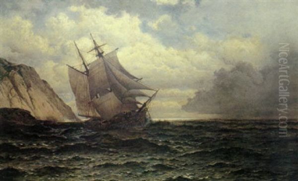 Brigantine Off The Lee Shore Oil Painting by William Bradford