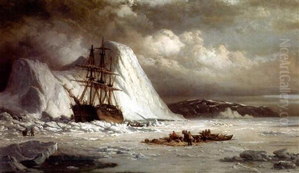 Icebound Ship Oil Painting by William Bradford