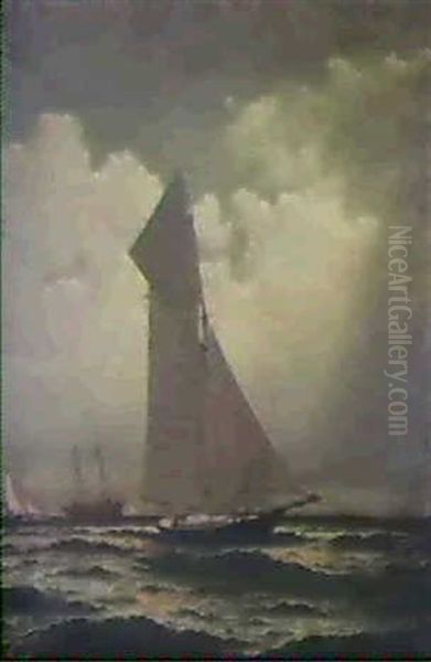 Portrait Of The Sloop 'gracie' Enrolled In The New York     Yacht Club Fleet 1880-1899,.... Oil Painting by William Bradford