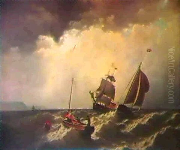 The Edge Of The Storm/a Coastal View Oil Painting by William Bradford