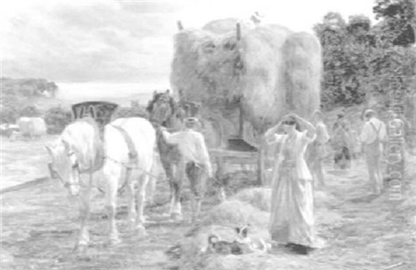 Haying Scene Oil Painting by Basil Bradley