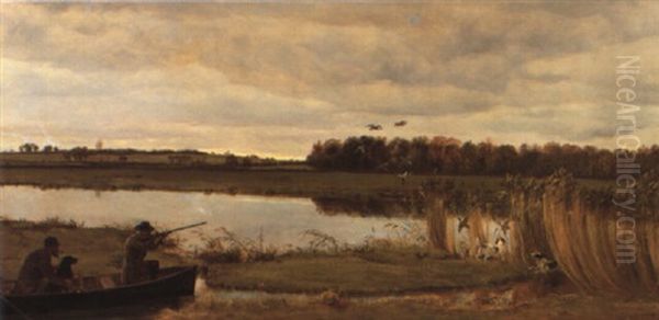 The Duck Shoot Oil Painting by Basil Bradley