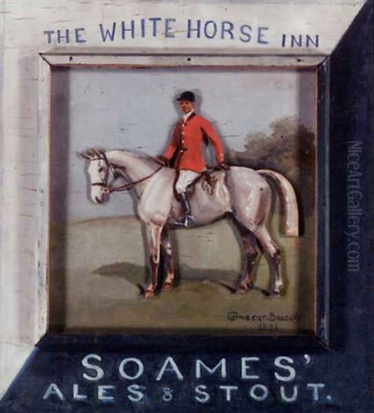 Design For The Trade Sign Of The White Horse Inn Public House Oil Painting by Cuthbert Bradley