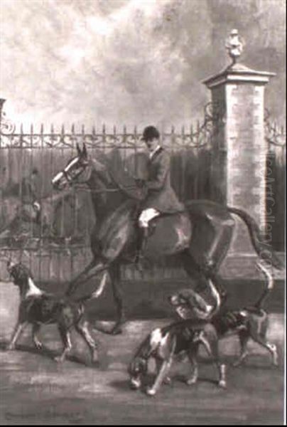 The Joint Master Of The Fitzwilliam Hunt At Home -          Thornhaugh Oil Painting by Cuthbert Bradley