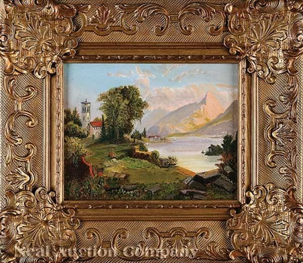 Abbey In The Lake Region Oil Painting by William Bradley