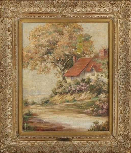 Red House Oil Painting by William Bradley