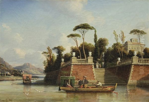 Promenade Sur Le Lac Oil Painting by William Bradley