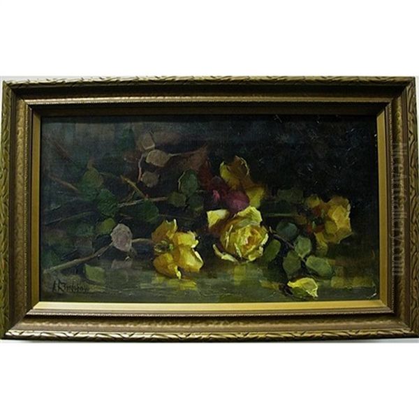 Yellow Roses Oil Painting by Eva Theresa Bradshaw