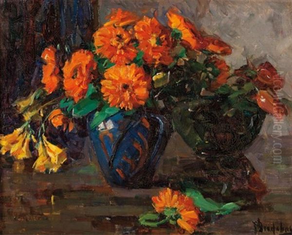 Still Life With Flowers Oil Painting by Eva Theresa Bradshaw