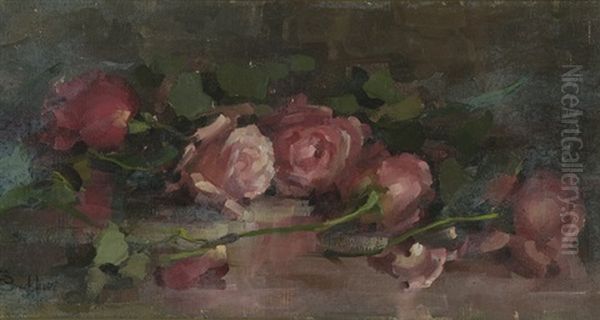 Pink Roses Oil Painting by Eva Theresa Bradshaw