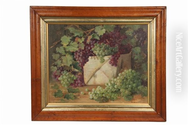 Grapes In Birch Bark Baskets Oil Painting by Josephine Wyman Bradstreet