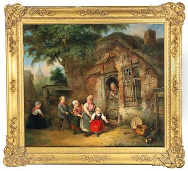 Village Children Oil Painting by Ferdinand de Braekeleer the Elder