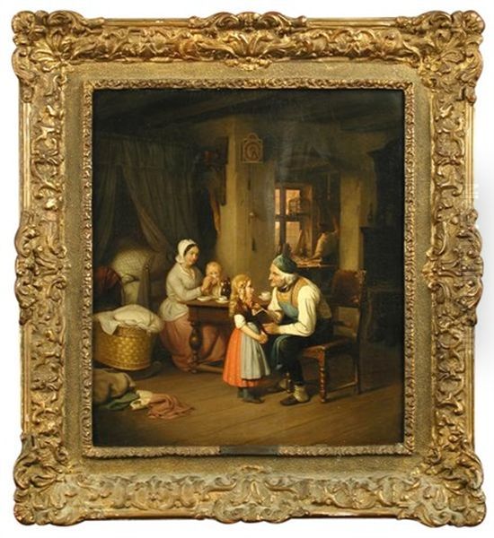 Grandfather's Pet Oil Painting by Ferdinand de Braekeleer the Elder