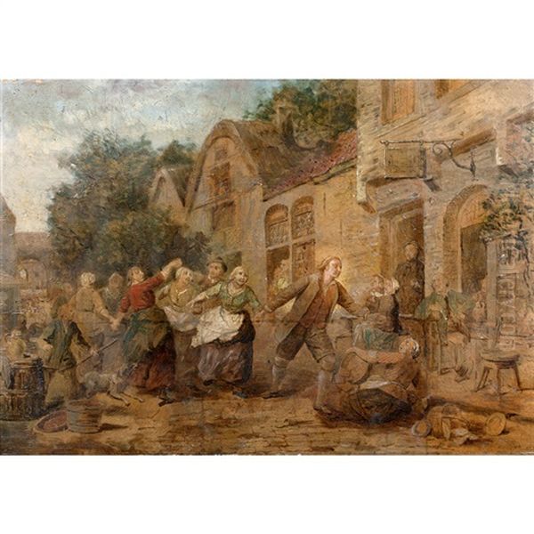 Fete Villageoise Oil Painting by Ferdinand de Braekeleer the Elder