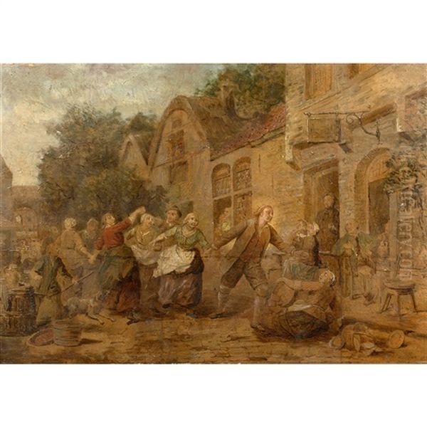 Fete Villageoise Oil Painting by Ferdinand de Braekeleer the Elder