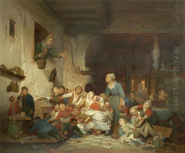 Mid-lent In The Schoolroom by Ferdinand de Braekeleer the Elder