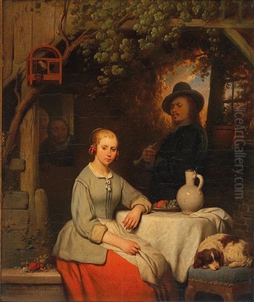 Vorsichtige Annaherung Oil Painting by Ferdinand de Braekeleer the Elder