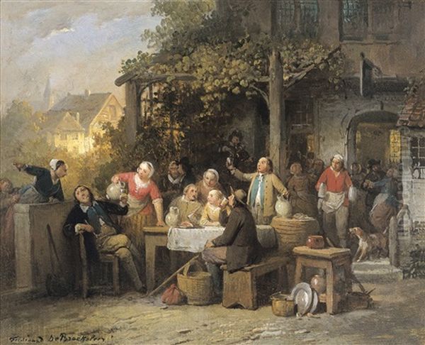 La Fete Flamande (1869) Oil Painting by Ferdinand de Braekeleer the Elder