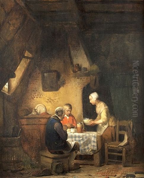 The Meal In The Attic Oil Painting by Ferdinand de Braekeleer the Elder