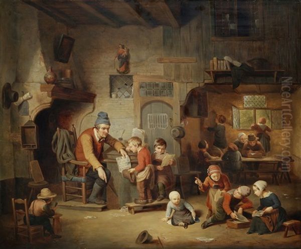 In Der Dorfschule Oil Painting by Ferdinand de Braekeleer the Elder