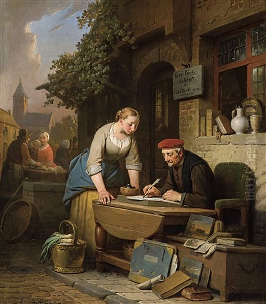 La Lettre Oil Painting by Ferdinand de Braekeleer the Elder