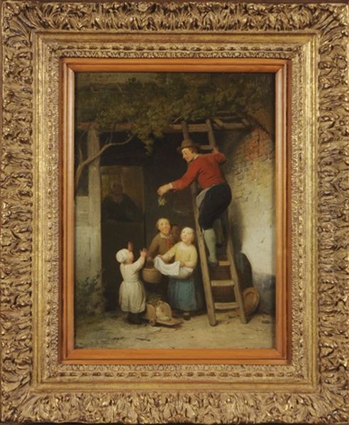 La Cueillette Des Raisins Oil Painting by Ferdinand de Braekeleer the Elder