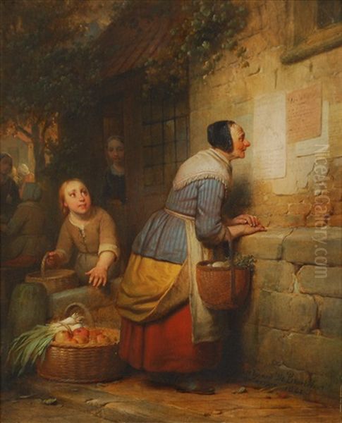 Les Affiches Oil Painting by Ferdinand de Braekeleer the Elder