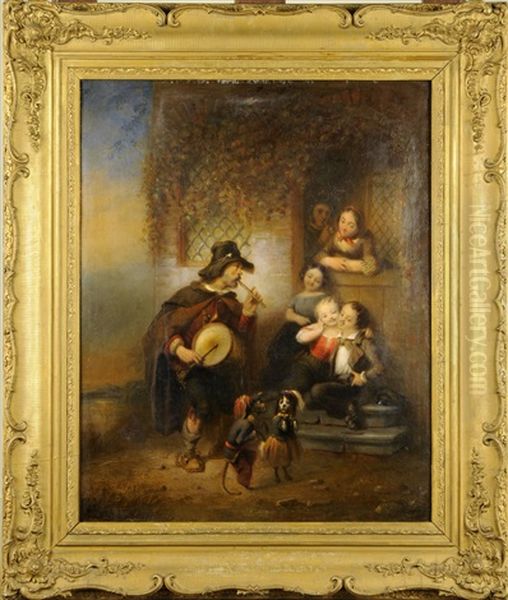 Saltimbanque Au Petit Singe Oil Painting by Ferdinand de Braekeleer the Elder