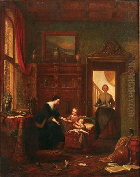 The Joy Of Motherhood Oil Painting by Ferdinand de Braekeleer the Elder